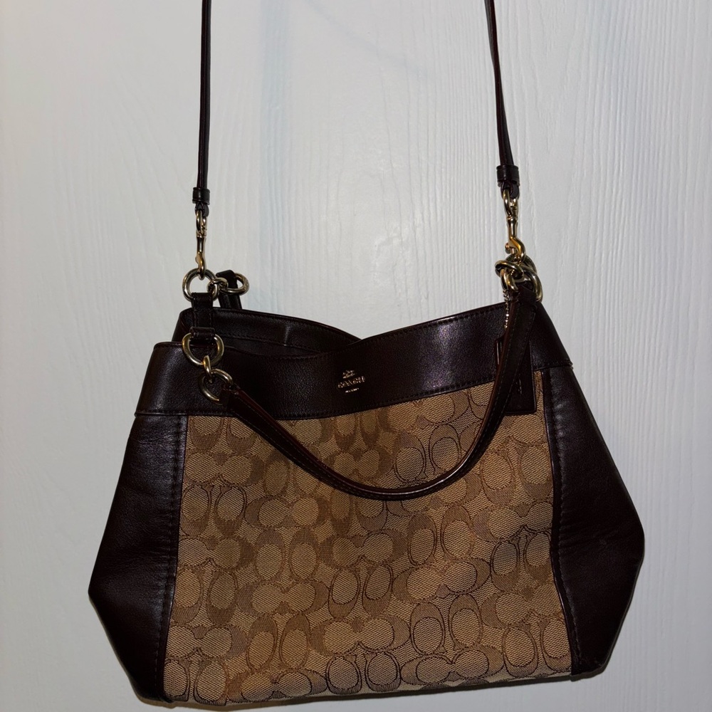 Coach Brown and Tan Monogram Shoulder Bag